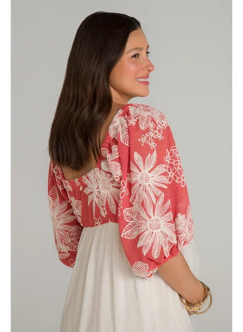 Vestido Midi Bordado Corallo