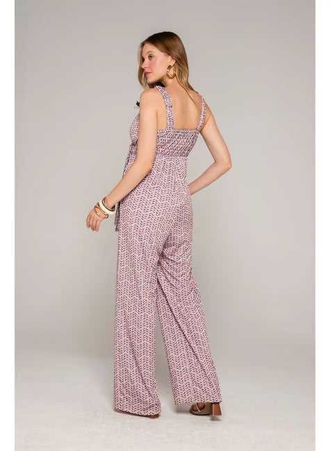 Macacão Malha Pantalona Estampa Palermo